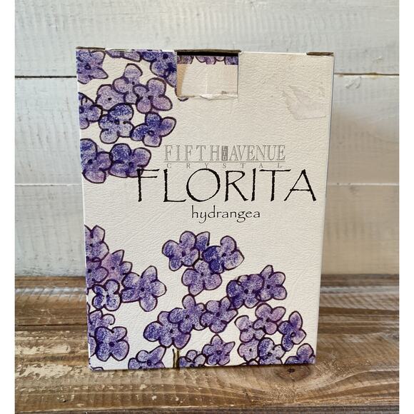 NIB Fifth Avenue Crystal Blown Glass Floral Hydrangea Mini Hurricane Lamp Candle - Picture 11 of 12